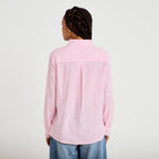 Chemise brodée manches longues rose femme