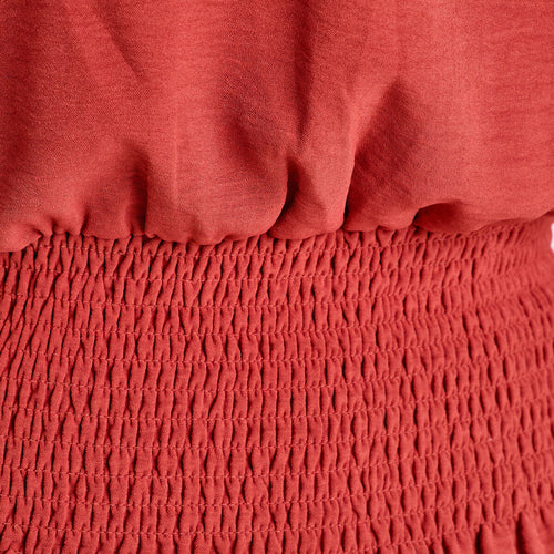 Blouse smockée manches courtes vieux rose femme