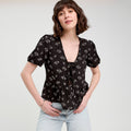 Blouse noeuds devant noir femme