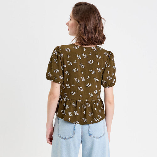 Blouse noeuds devant vert kaki femme