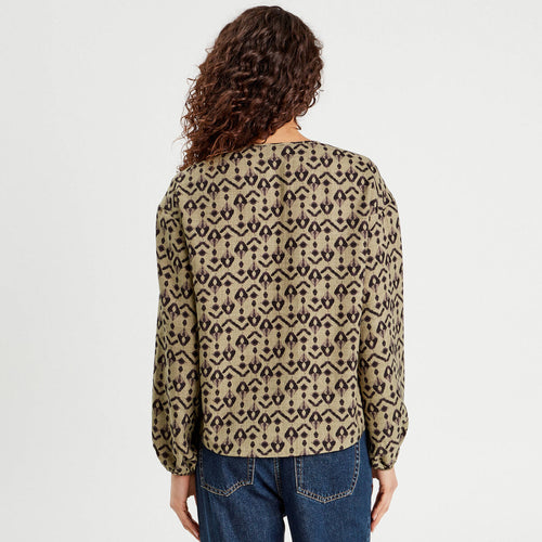 Blouse manches longues vert femme