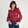 Blouse avec volants rouge femme