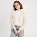 Gilet manches longues ajouré ecru femme