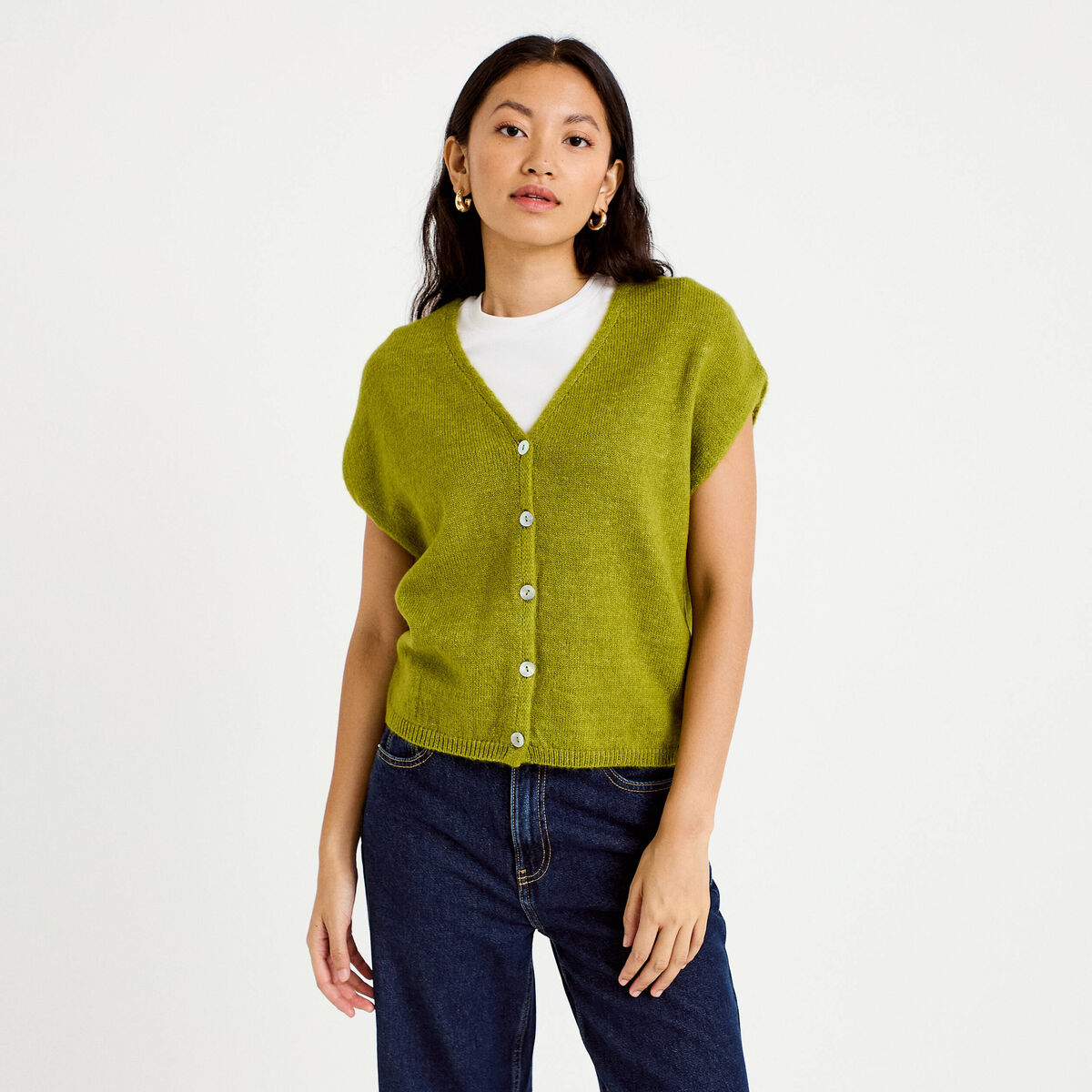 Gilet sans manches vert foncé femme