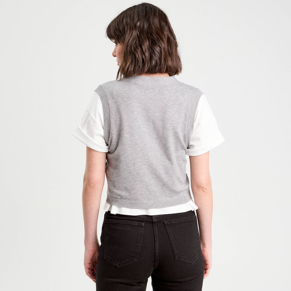 Gilet sans manches gris foncé femme