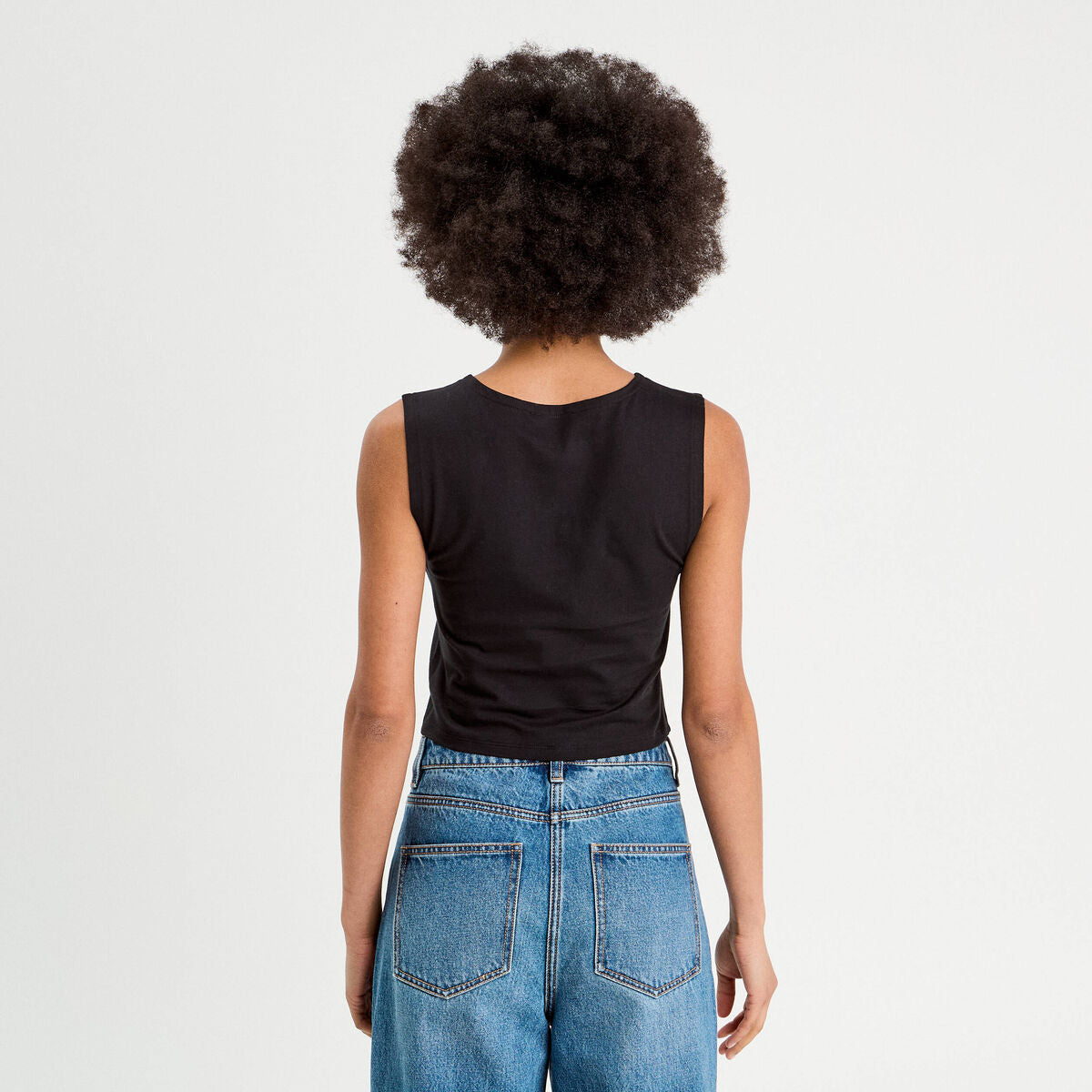Débardeur cropped noir femme