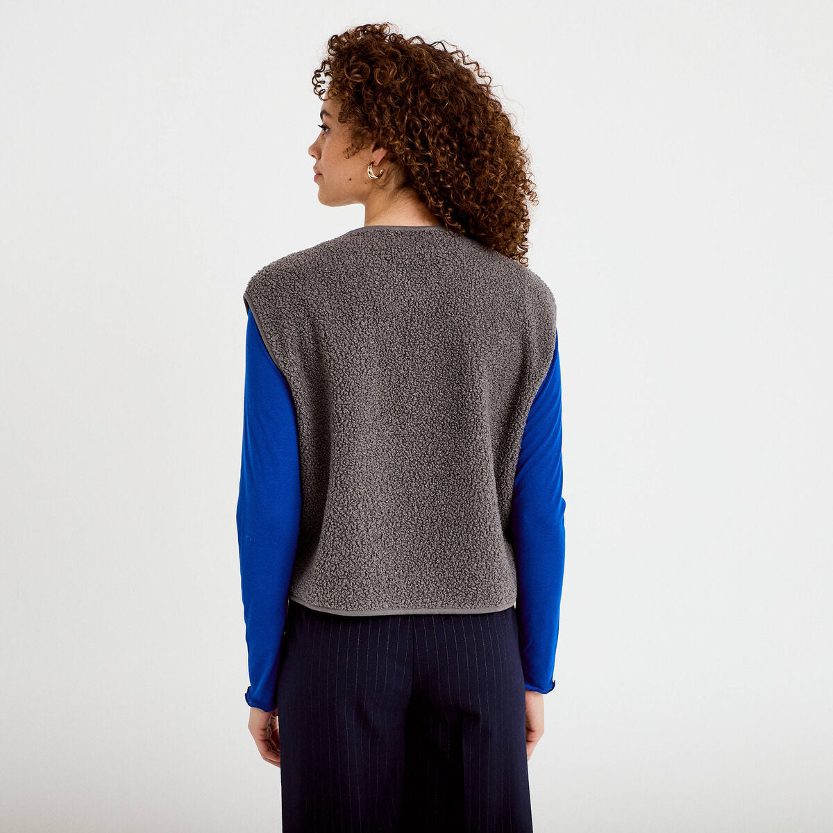 Gilet sans manches effet polaire gris foncé femme