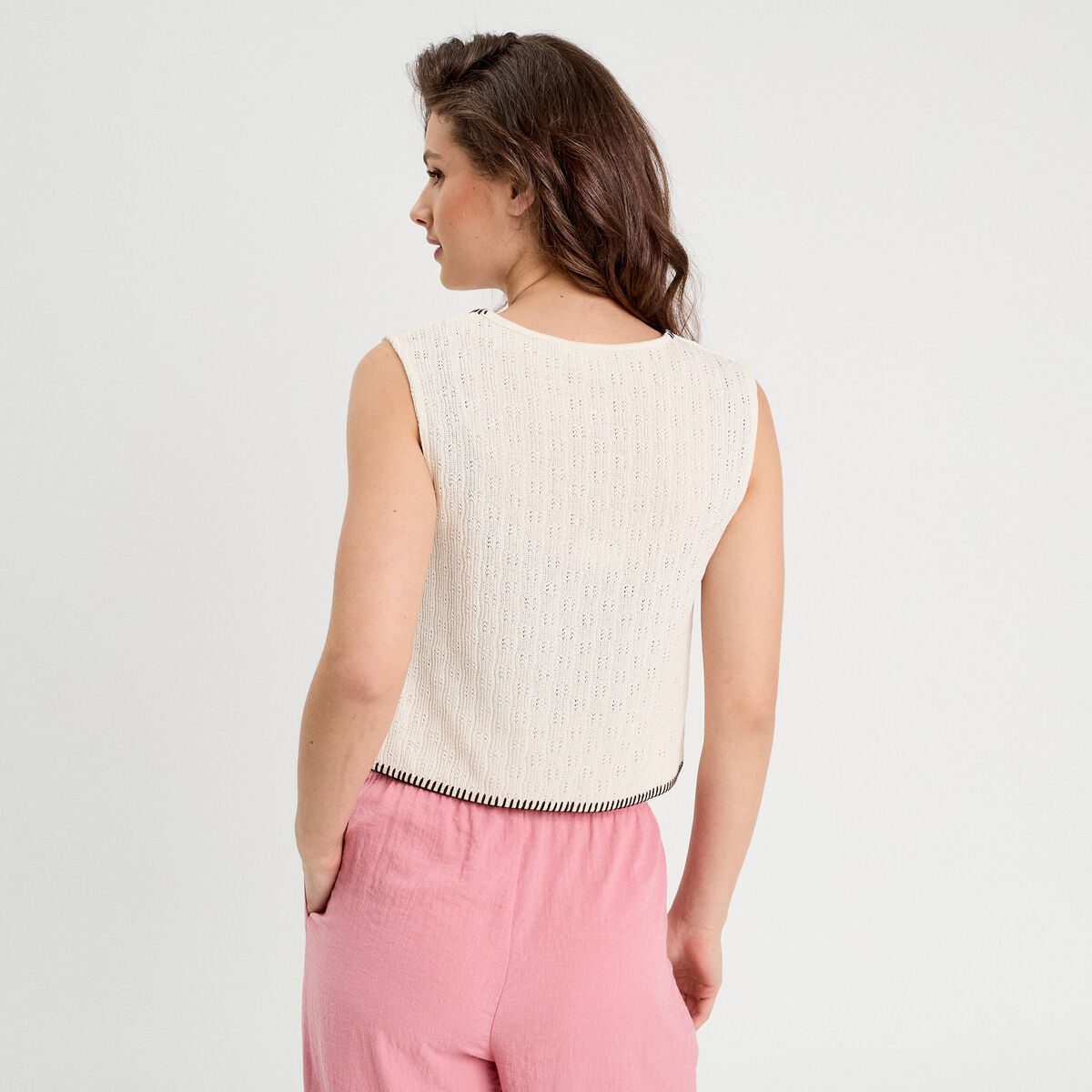 Gilet sans manches ecru femme