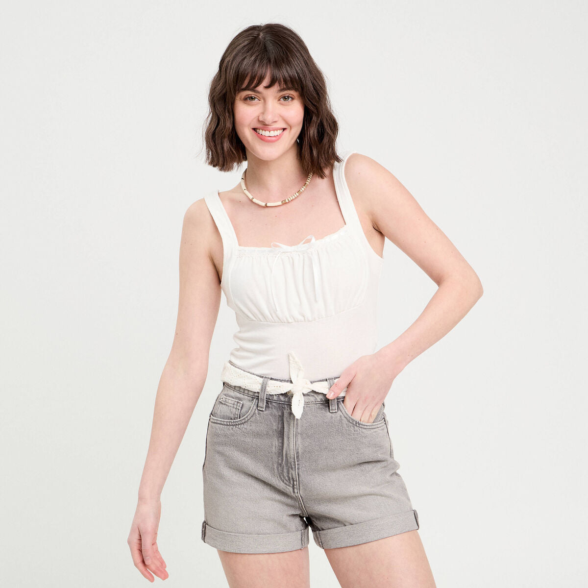 Bustier avec coques blanc femme