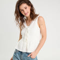 Blouse nouée ecru femme