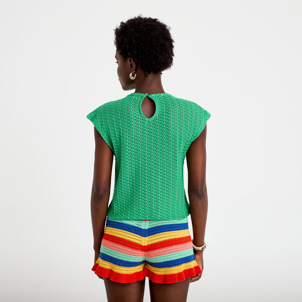 Débardeur ajouré vert femme