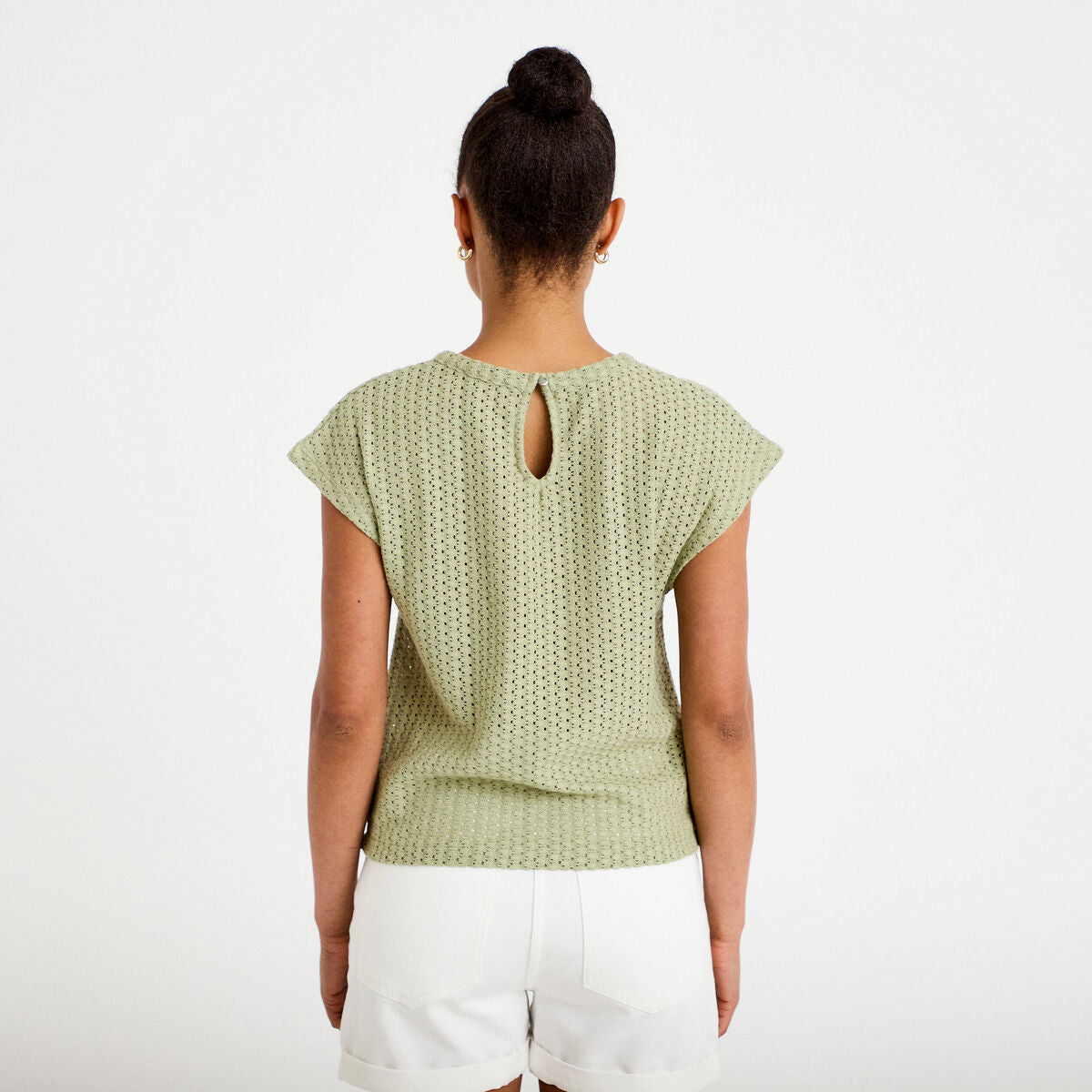 Débardeur ajouré vert kaki femme