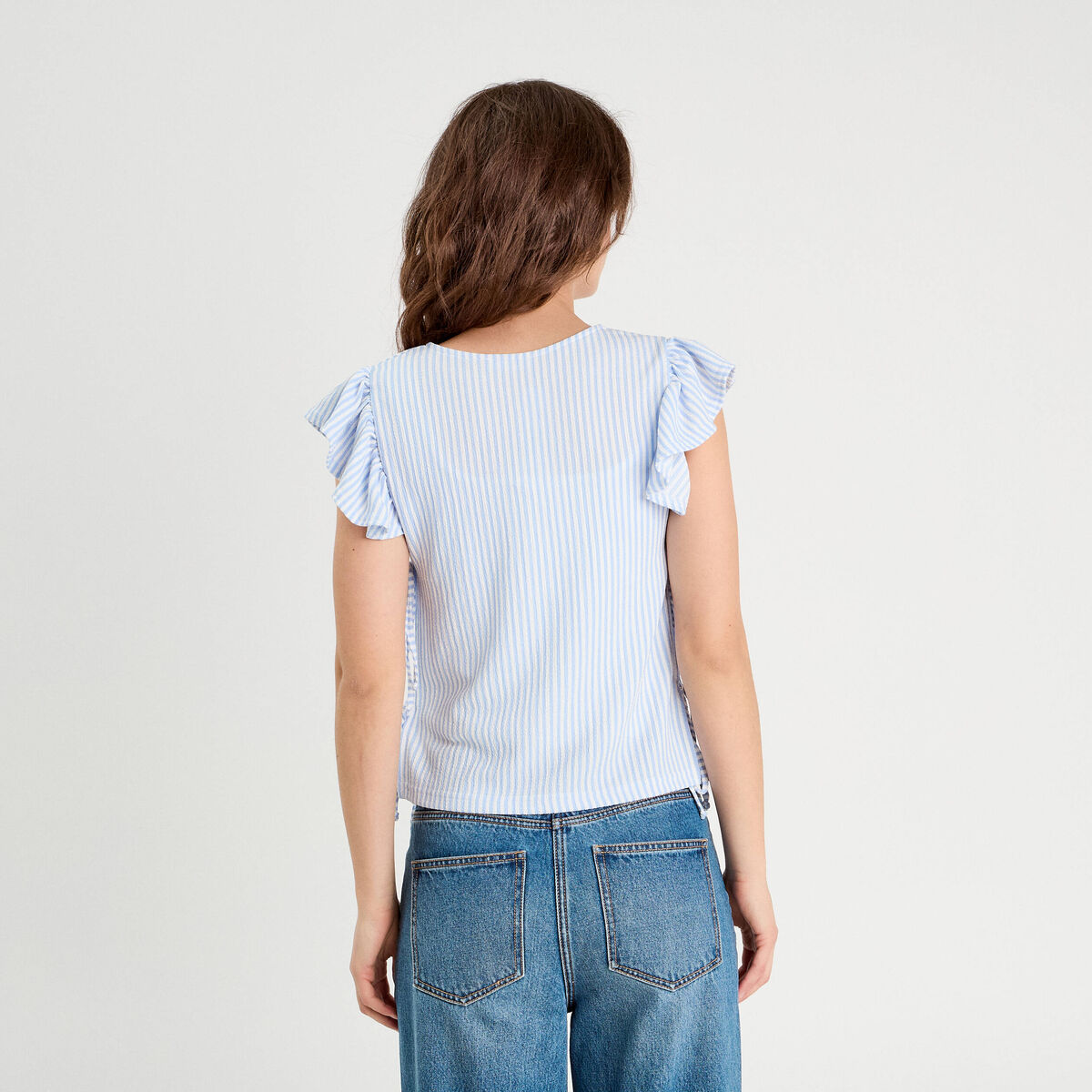 T-shirt noeuds côtés bleu femme