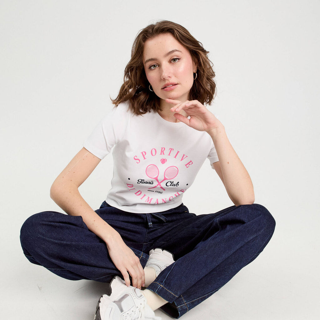 T-shirt cropped blanc femme