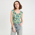 Blouse smockée manches courtes blanc femme