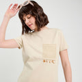 T-shirt poche détails bijoux beige femme