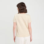 T-shirt poche détails bijoux beige femme