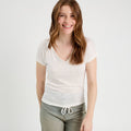 T-shirt détail noeud ecru femme