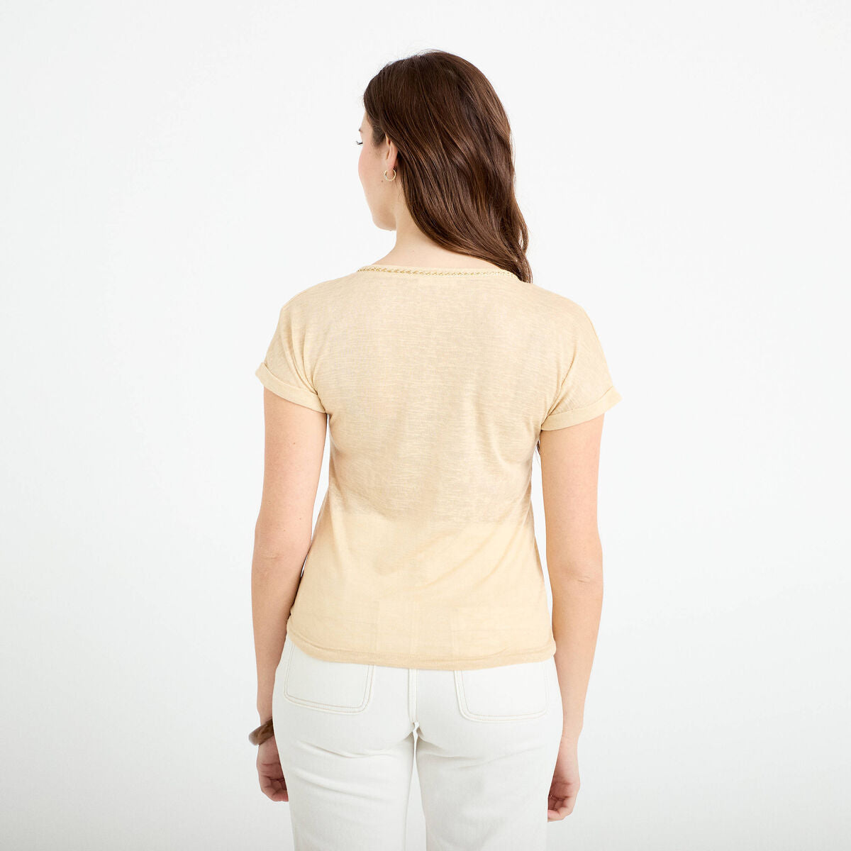 T-shirt détail noeud sable femme