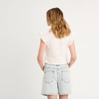 T-shirt manches volants ecru femme