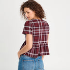 Blouse avec noeuds bordeaux femme