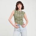T-shirt asymétrique vert kaki femme