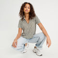 Blouse col polo vert olive femme