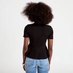 Top cintré péplum noir femme
