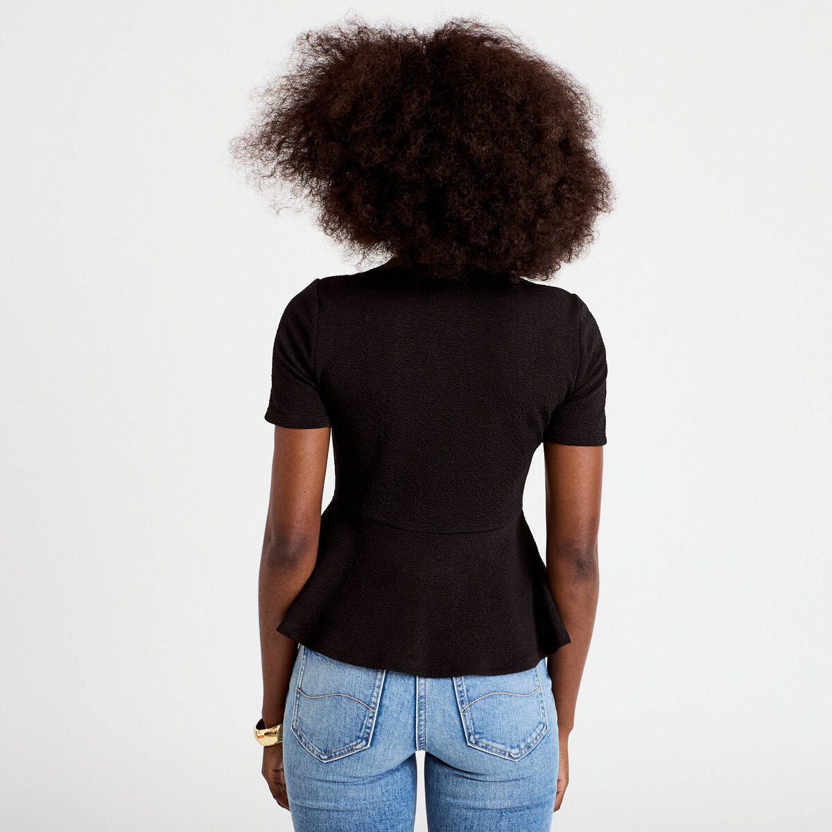Top cintré péplum noir femme