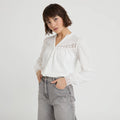 Blouse maille reliefée blanc femme
