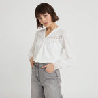 Blouse maille reliefée blanc femme