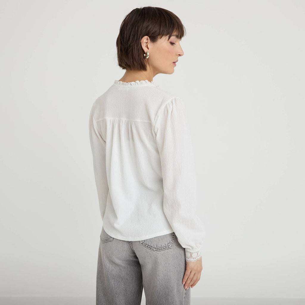 Blouse maille reliefée blanc femme