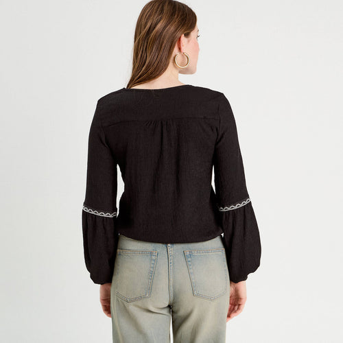 Blouse manches longues noir femme