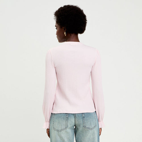Blouse manches longues rose clair femme