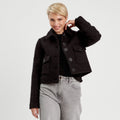 Veste bouclette boutonnée noir femme