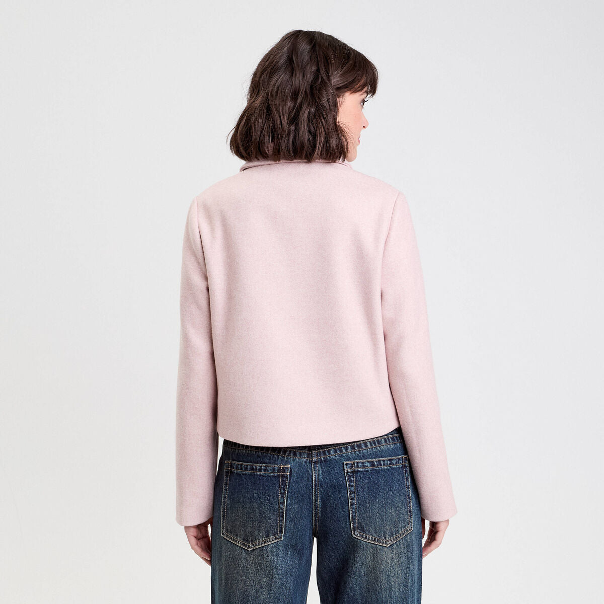 Veste zippée rose poudrée femme