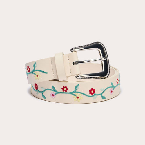 Ceinture brodée blanc femme