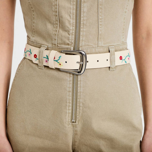Ceinture brodée blanc femme
