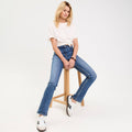 Jean droit regular taille standard denim stone femme