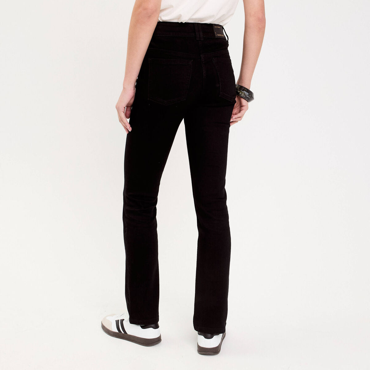 Jean droit regular taille standard denim noir femme
