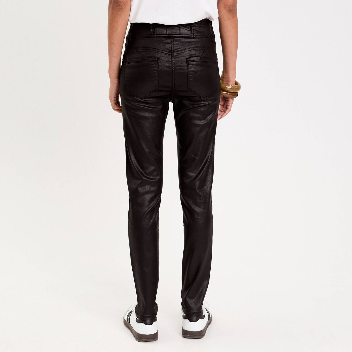 Pantalon enduit slim push-up denim noir enduit femme