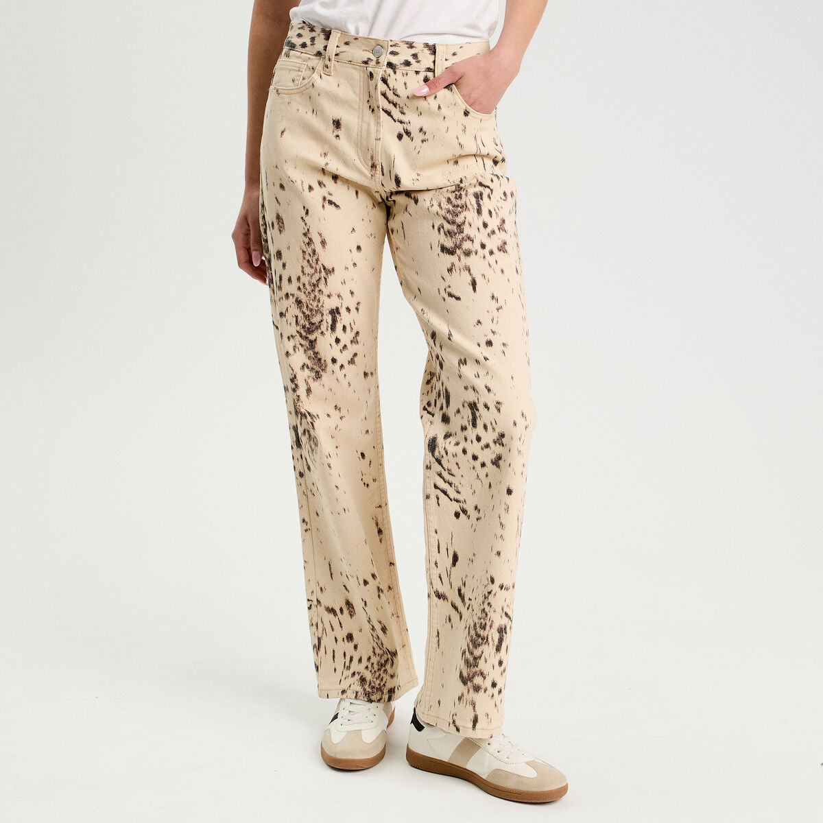 Pantalon droit marron foncé femme