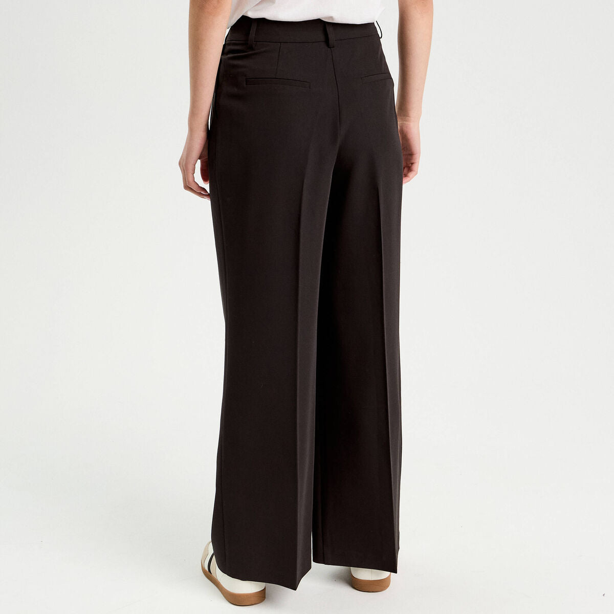 Pantalon large à pinces noir femme