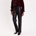 Pantalon droit similicuir noir femme