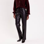 Pantalon droit similicuir noir femme