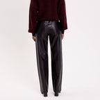 Pantalon droit similicuir noir femme