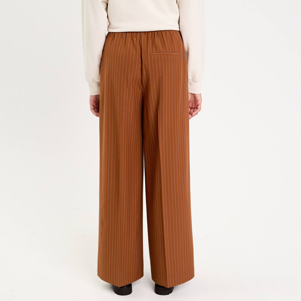Pantalon large fluide orange foncé femme
