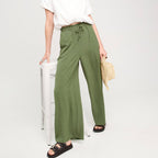 Pantalon large vert kaki femme