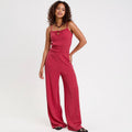 Combinaison large longue stretch rouge foncé femme