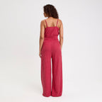Combinaison large longue stretch rouge foncé femme